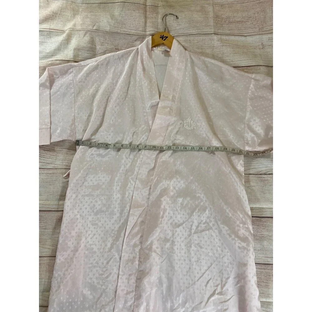 Vintage Christian Dior Women's Pink Embroidered Long Sleeve Bath Robe - L/XL - Picture 13 of 16